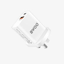 Load image into Gallery viewer, BWOO BO-CDA118 PD 20W + QC 18W Dual Port Wall Charger-White