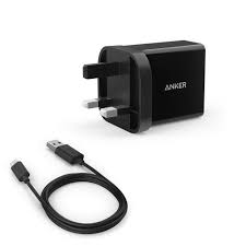 24W 2-port USB Wall Charger and Micro USB (3ft/0.9m Cable) Black