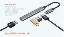 Load image into Gallery viewer, Porodo Blue 4-Port USB-A Hub