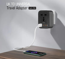 Load image into Gallery viewer, Pawa UK To Universal Travel Adapter Gan 20W-Black