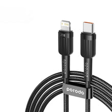 Load image into Gallery viewer, Porodo 50W Dual Port Car Charger Braided USB-C to Lightning Cable