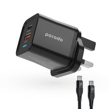 Load image into Gallery viewer, Porodo Dual Port PD Charger 35W Type-C to Type-C 1.2M