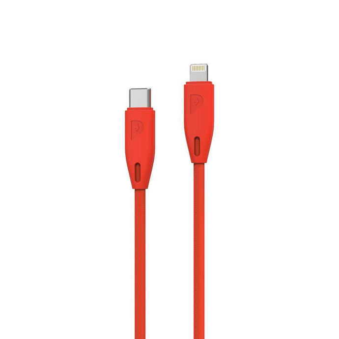 Powerology braided USB-C to lightning cable 2m - Red
