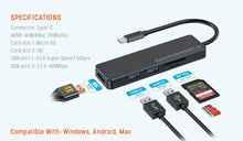 Load image into Gallery viewer, Porodo Blue 5-Port USB-C Hub
