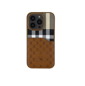Polo Plaid Case For 14 Pro Max - Brown
