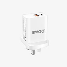 Load image into Gallery viewer, BWOO BO-CDA118 PD 20W + QC 18W Dual Port Wall Charger-White
