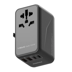 Momax 1-World 100W GaN 4-Port Travel Adapter-Gray