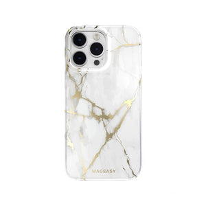 Mageasy Marble Case for 14 Pro Max - Champagne White