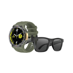 Green Audio Glass  & Smart Watch Combo Pack-Green