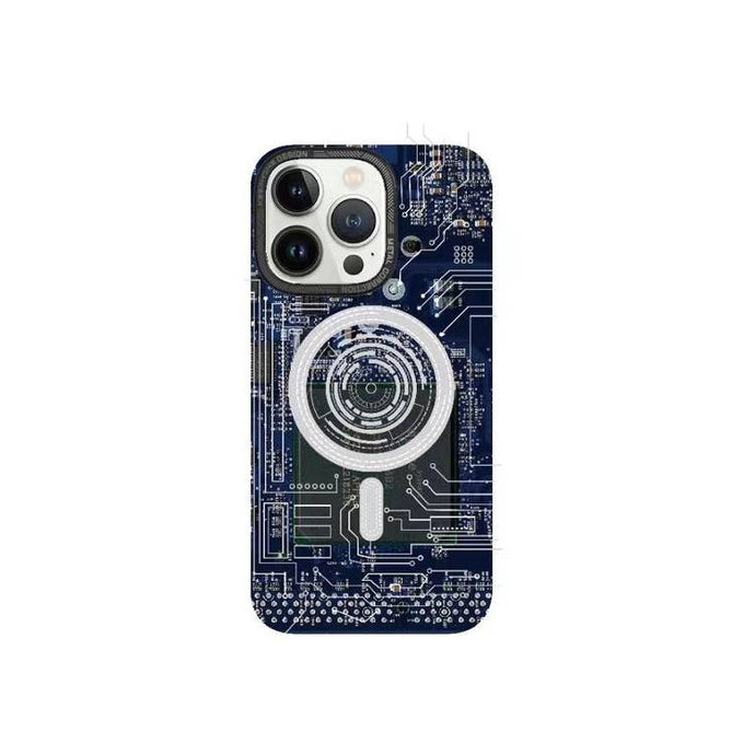 Green Magnetic Tech Plus Case For 14 ProMax - Blue