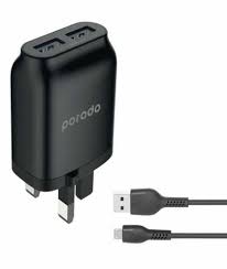 Porodo Dual Port Wall Charger 2.4A with Micro Cable