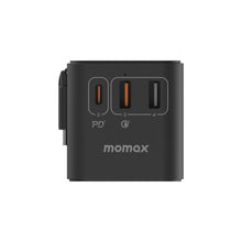 Load image into Gallery viewer, Momax 1-World + 70W GaN 3-Port + AC Travel Adapter With Retractable USB-C Cable UA18

