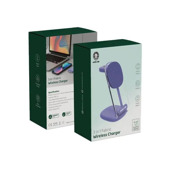 Green 3 in 1 Fabric Wireless Charger