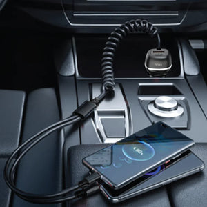 Pawa Solid Car Charger Dual Port  USB-C  And Lightning Cable 68W