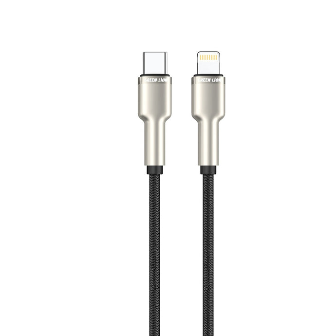 Green Lion USB-C To Lightning Braided Cable 1M-Black