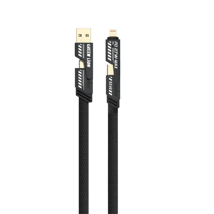 Green Lion 2 IN 2 Braided USB-A To Lightning-Black