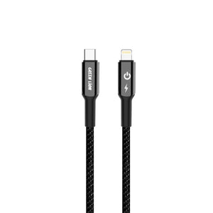 Green Lion USB-C To Lightning Braided Cable 1M-Black