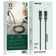 Load image into Gallery viewer, Green Lion Matte Silicone USB-C To Lightning Cable 1M-Black
