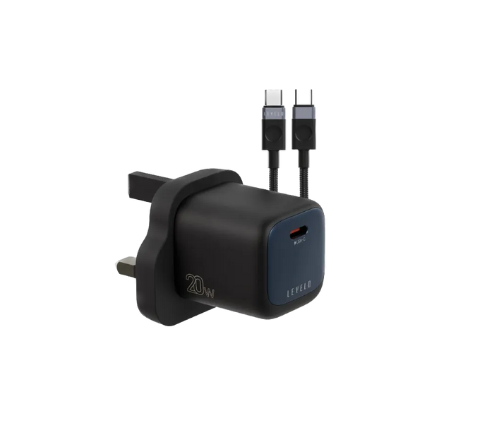 Levelo Vero GaN Single Port Adapter PD 20W USB-C To USB-C Cable