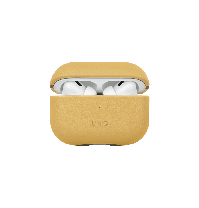 Uniq Lyden Leather Case For Airpods Pro 2 - Canary Yellow/Flint Grey