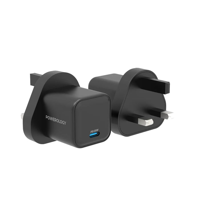 Powerology Ultra-Quick GaN Charger PD 35W with Pawa EL Caro Series USB-C to Lightning 27W