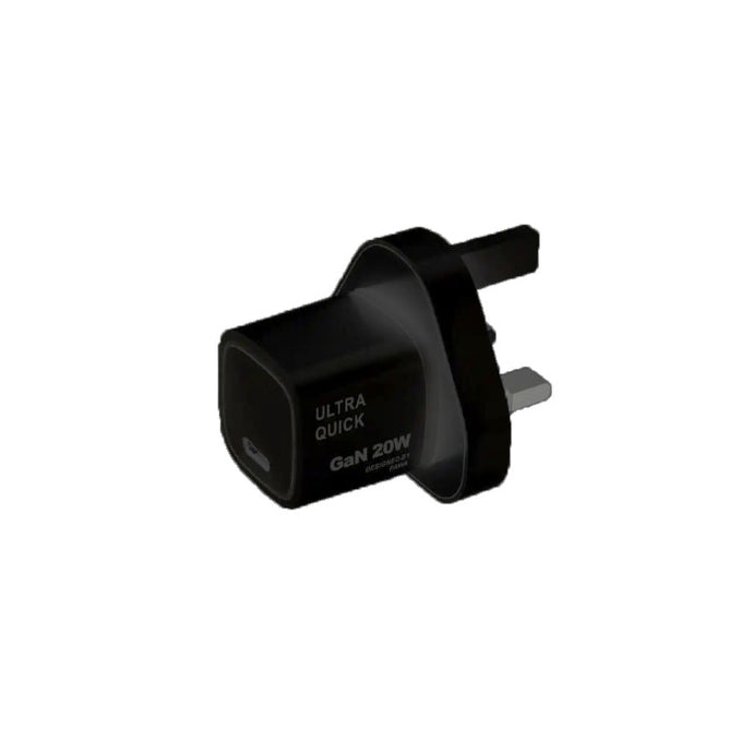 Pawa Solid Gan Charger Type C Port PD 20W - Black