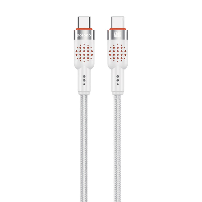 Porodo CBL009 USB-C To USB-C Aluminum Braided Cable 1.2M