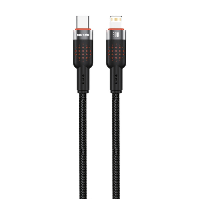 Porodo USB-C To Lightning Aluminum Cable 1.2M-Black