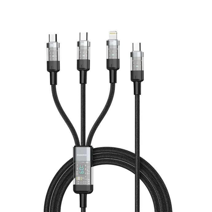 Porodo CBL019 Transparent Type-C INPUT Fast Cable 1M-Black