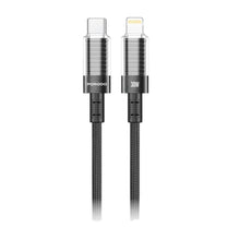 Load image into Gallery viewer, Porodo CBL026 Transparent Shell USB-C To Lightning Cable 1.2M-Black
