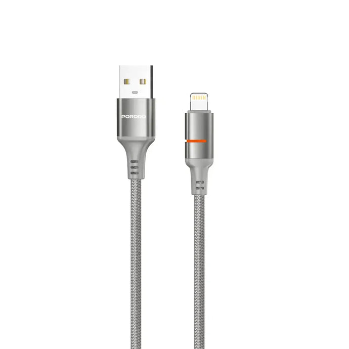 Porodo CBL027 USB-A To Lightning LED Cable 1.2M-Gray