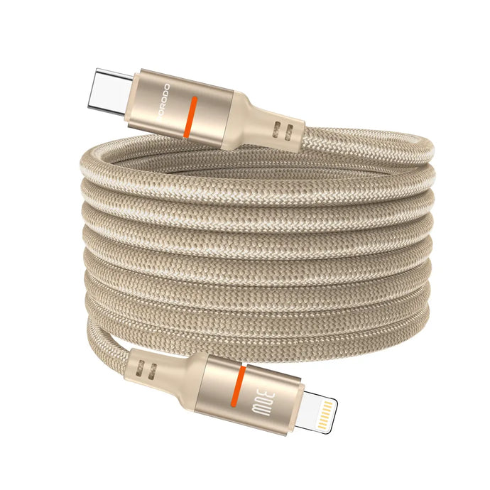 Porodo CBL030 USB-C TO Lighthning Magnetic Led Cable 1.2m-Gold