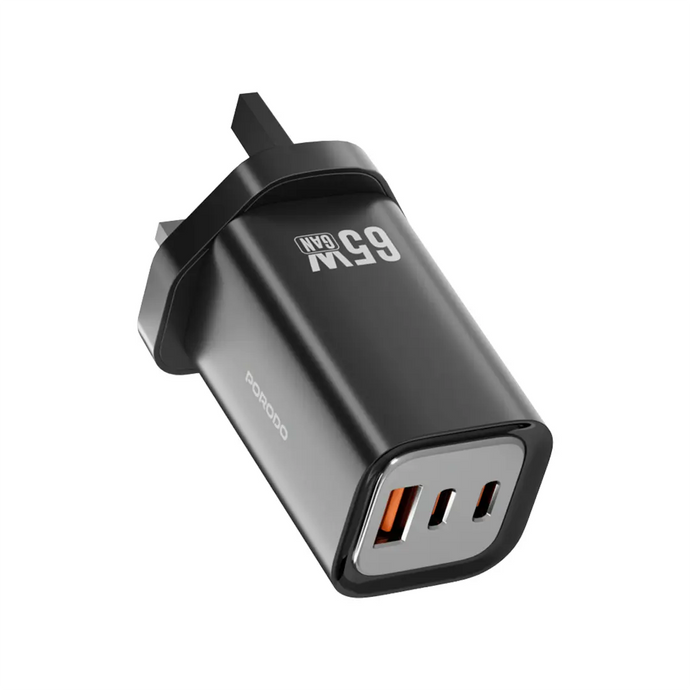 Porodo FWC037 GaN 65W Triple Output Quick Wall Charger