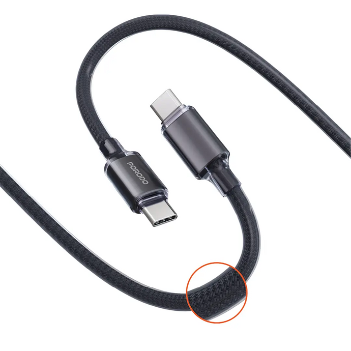 Porodo USB-C To USB-C Braided Cable 1M-Black
