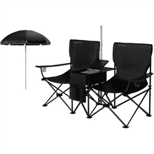 Load image into Gallery viewer, Porodo Campshade Camping Dual Chair With Umbrella &amp; Cup Holder
