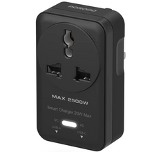 Load image into Gallery viewer, Porodo Velocitas Universal Ac Wall Socket 2500W-Black

