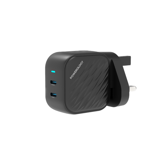 Powerology PWC035 GaN Dual-USB-C Wall Charger 45W