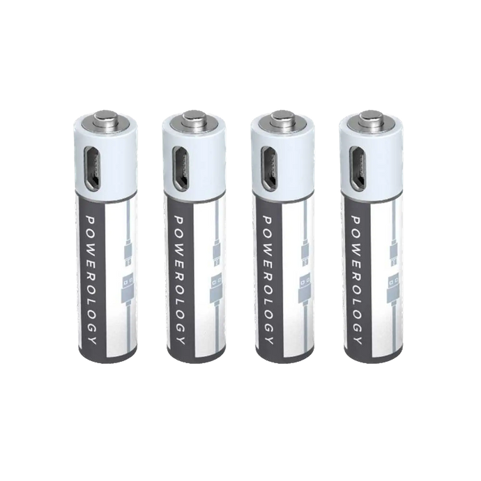 Powerology AAA 450mAh/675mWh USB Rechargble Battery (4pc)