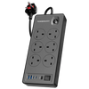 Powerology 6AC 2900W Power Strip 2M