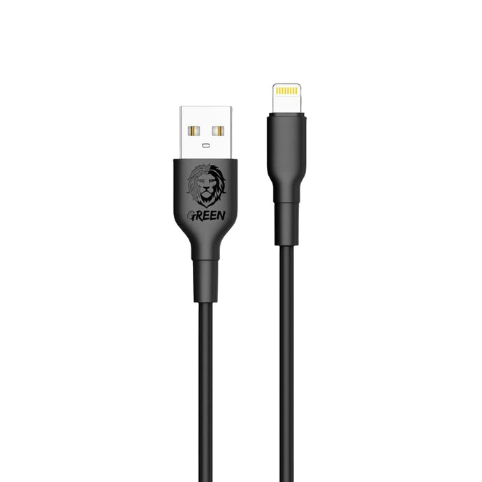 Green usb-A to lightning cable 1.2m - Black