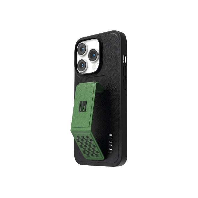 Levelo Morphix Leather Grip case For 14 Pro Max - Pacific Green