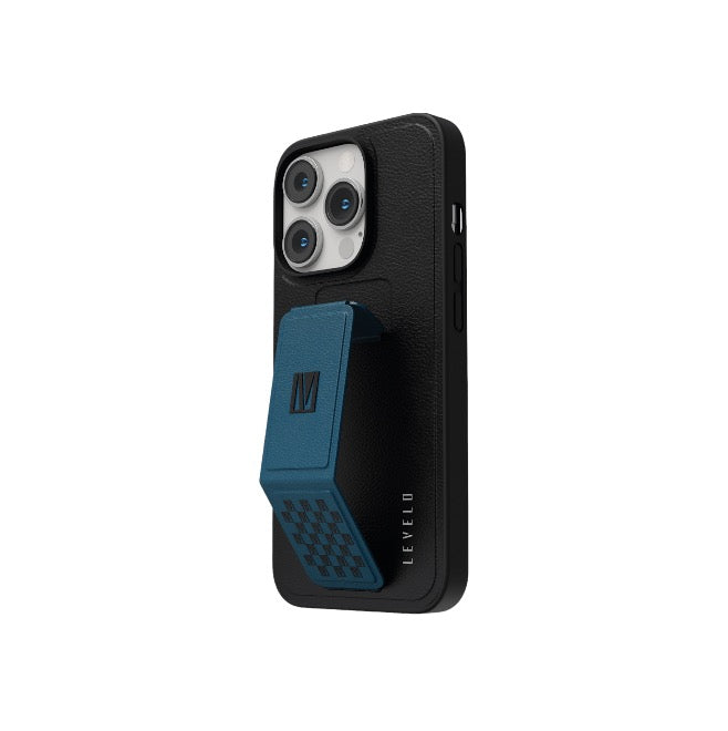 Levelo Morphix Leather Grip case For 14 Pro - Pacific Blue