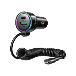 Brave 3-in-1 Wired Car Charger Lightning 50W