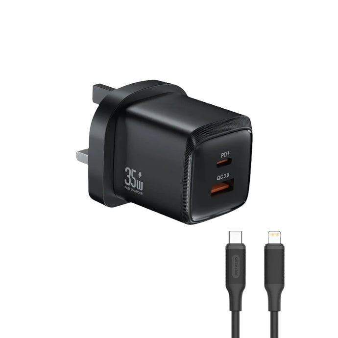 Green Lion Ultra Compact GaN Wall Charger USB-C To Lightning 1M 35W