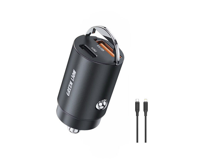 Green Lion Ring Charge Dual Port Car Charger PD 36W USB-C to Lightning
