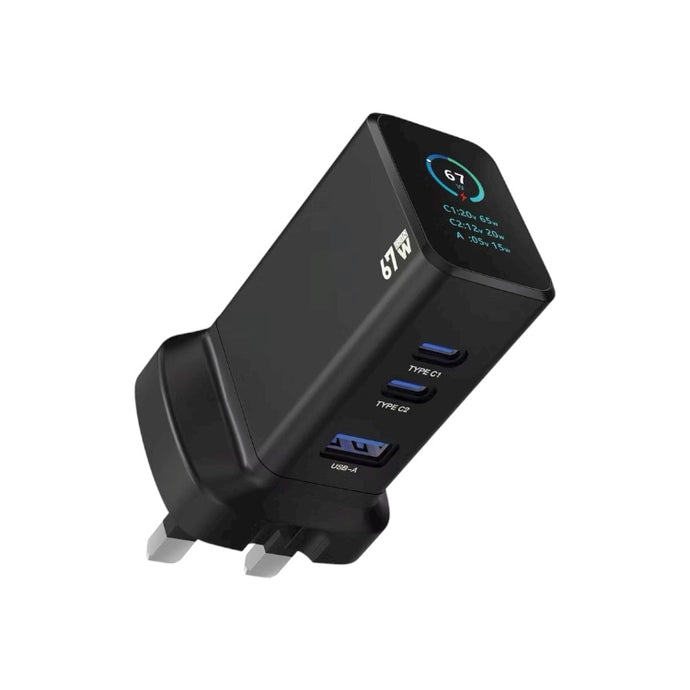 Powerology GaNex 67W Multi-Port Adapter-Black