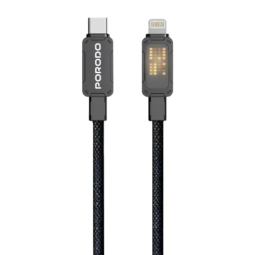 Porodo CBL033 USB-C to Lightning Braided 1M-Black