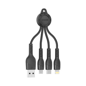 Porodo Key-Chain 3 in 1 (Lightning | Type-C | Micro-USB) - Black