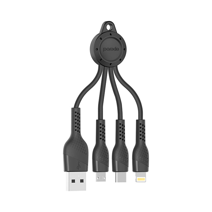 Porodo Key-Chain 3 in 1 (Lightning | Type-C | Micro-USB) - Black
