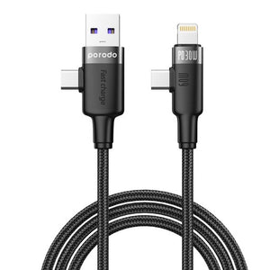Porodo Dual Connector Universal Cable Lightning/Type-C/USB-A